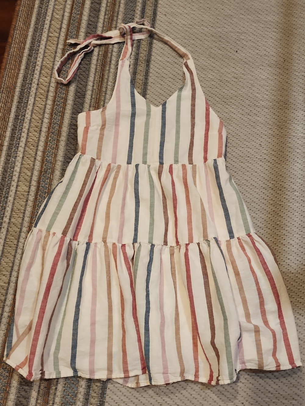 American Eagle Outfitters Pastel Multistripe Halter Dress